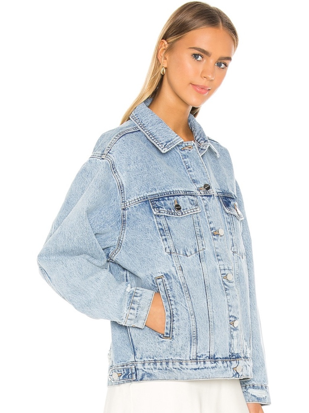 Anine Bing Rory Blue Washed Denim Jacket - Picture 2 of 8